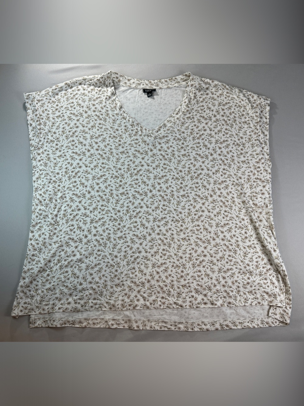 torrid Cream Floral Top Shirt 1 Olive-Brown Flowers Boho